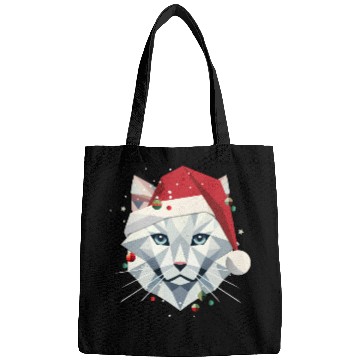 Discover Christmas cat as Santa in modern style Bags