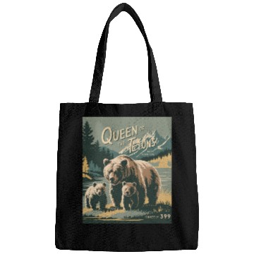 Discover Queen of the Tetons Grizzly 399 Vintage Nature Art Bags