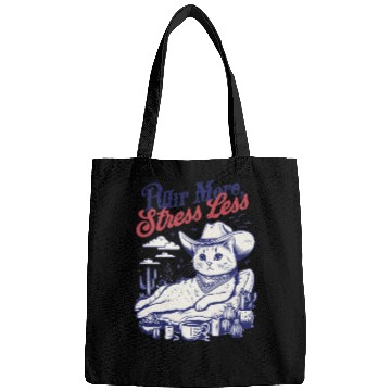 Discover Cat Cowboy Chill Vibes Bags