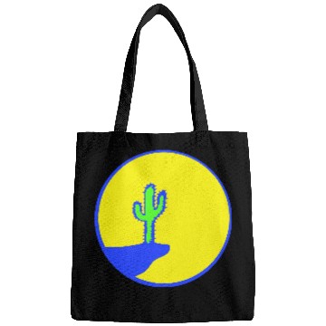 Discover Cactus Moon Evening Mountain Cliff Night Round Sun Bags