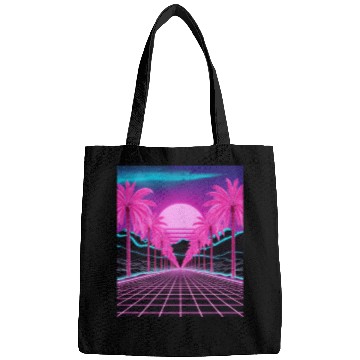 Discover Neon Dreamscape: Retro-Futuristic Synthwave Sunset Bags