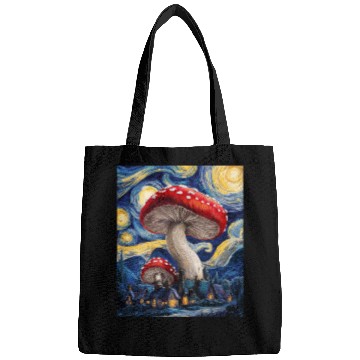 Discover Starry Night Mushroom Surreal Dreamscape nature Bags