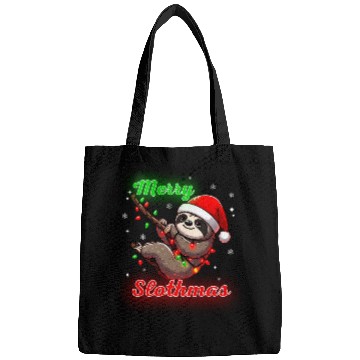 Discover Merry Slothmas Sloth In Santa Hat Christmas Bags