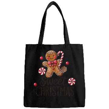 Discover Happy gingerbread man with candy cane Bags