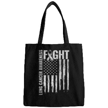 Discover Lung Cancer Awareness White Ribbon Fight USA Flag Bags
