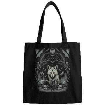 Discover Dark Cottagecore Mystic Wolf Amidst Gothic Forest Bags