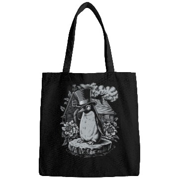 Discover Dark Cottagecore Penguin in Top Hat by House Bags