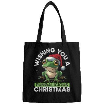 Discover Merry Christmas Frog on Mushroom Cottagecore Bags