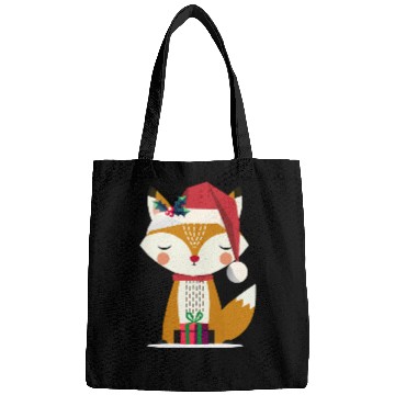 Discover cute fox with santa hat and gift Bags