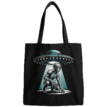 Discover Grey alien UFO Bags