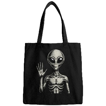 Discover Grey Alien hello Bags