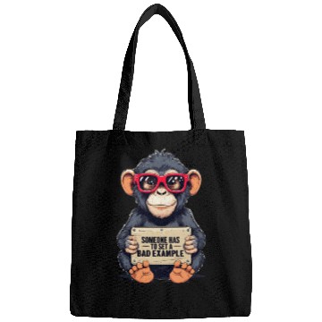 Discover Playful Chimpanzee with Sunglasses and Humorous Bags