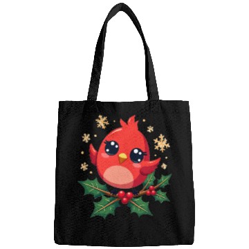 Discover Elegant Christmas Cardinal on Holly Branch Bags