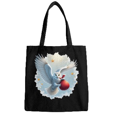 Discover Snowy Owl Carrying Christmas Gift Bag Bags