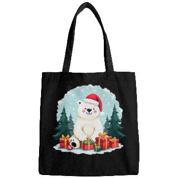 Discover Adorable Polar Bear in Santa Hat Bags