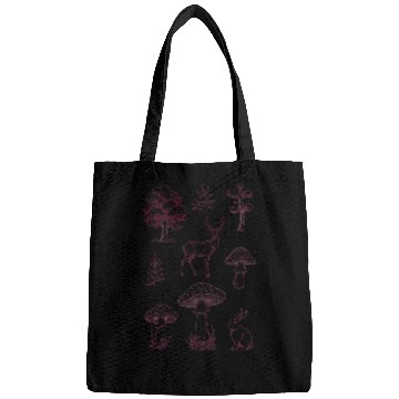 Discover Forest life design trees, deer, mushrooms, rabbit Bags