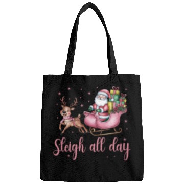 Discover Sleigh All Day, Merry Christmas, Christmas Cute Bags
