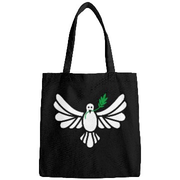 Discover White dove green branch Bags