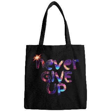 Discover Never give up "Motivational quotes" galaxy Bags