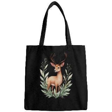 Discover Watercolor Deer in Forest Hues Bags