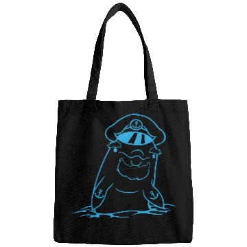 Discover Funny Old Dolphin Ship Captain Cute Cartoon Comic Bags