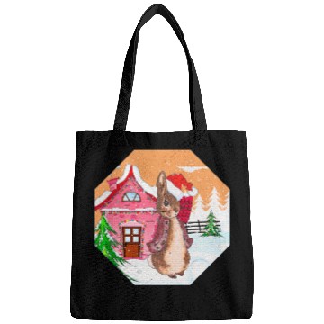 Discover A rabbit walking on Christmas Day Bags