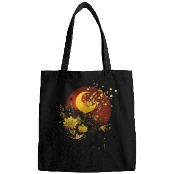 Discover Celestial Lotus Moon Spray Design Bags