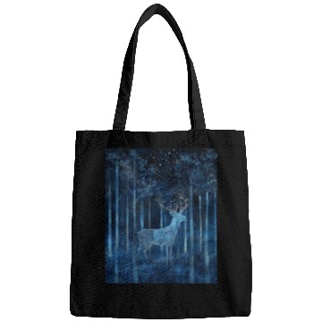 Discover Celestial Deer in the Indigo Forest Bags