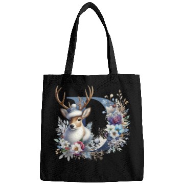 Discover funny christmas deer Bags
