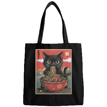 Discover Cat Ramen Japanese Bags