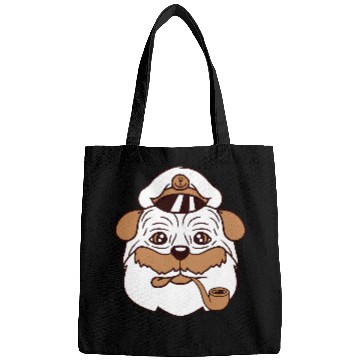 Discover Pug Dog Captain Hat Face Funny Cute Cartoon Comic Bags