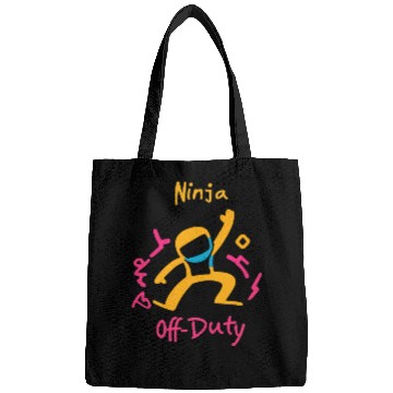 Discover Bold Off-Duty Ninja Graphic funny pop-art neon Bags