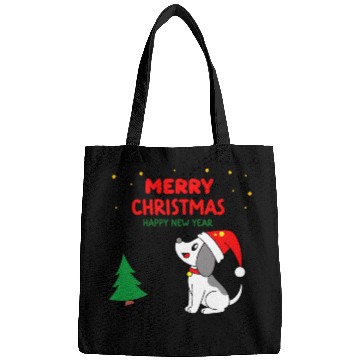 Discover dog5 merry christmas happy new year Bags