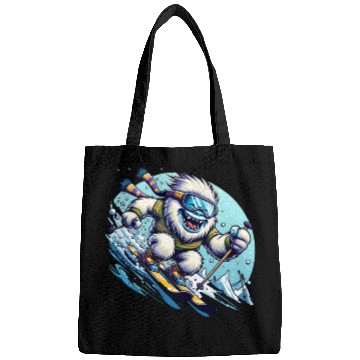 Discover Epic Yeti Ski Adventure Illustration Bags