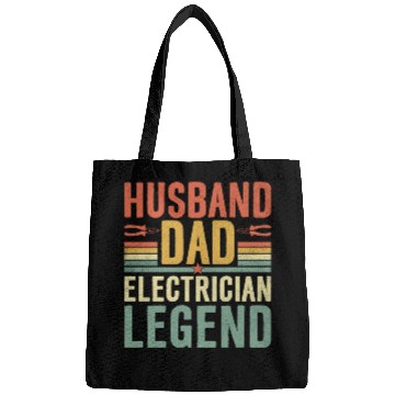 Discover Funny Husband Dad Electrician Legend Bags