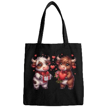 Discover Cute cartoon valentines highland cow Bags