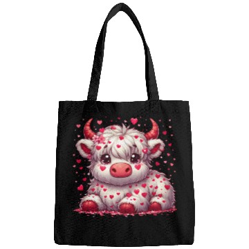 Discover Cute cartoon valentines highland cow Bags