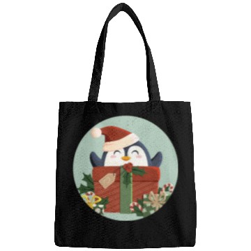 Discover Cute Penguin with Gift and Santa Hat Bags