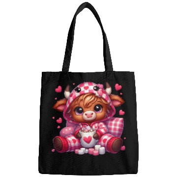 Discover Cute cartoon valentines highland cow Bags