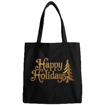 Discover Golden Elegance Happy Holidays Motif Bags