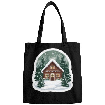 Discover Cozy Cabin in Winter Wonderland Bags