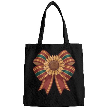 Discover Sunflower on Red and Green Ribbon Bow Bags