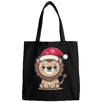 Discover lion cub with christmas hat Bags