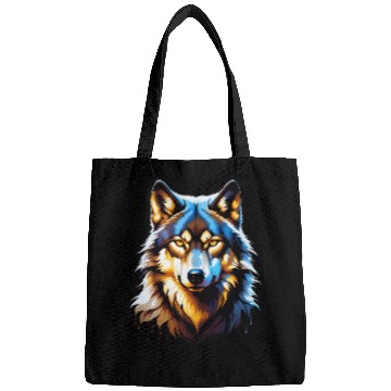 Discover Isolated Lone Wolf Head Ink Design Bags