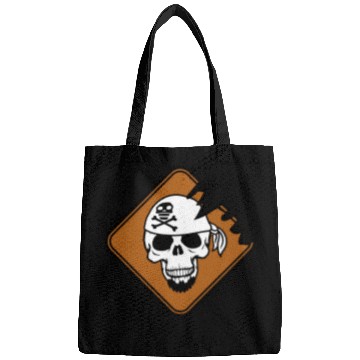 Discover Pirate Shield Skull Skeleton Danger Warning Sign Bags