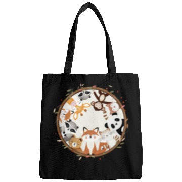 Discover Circle full of cute animals like fox and panda Bags