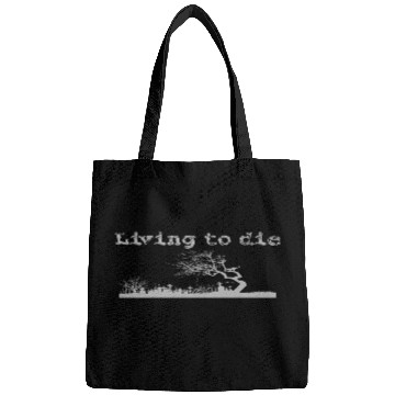 Discover Graveyard shilouet typography Living to die Bags