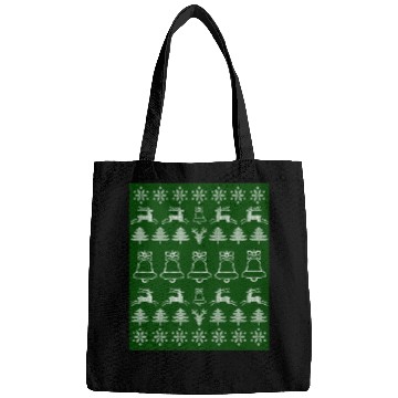 Discover Christmas Cheer Ugly Sweater Pattern on Green Bags