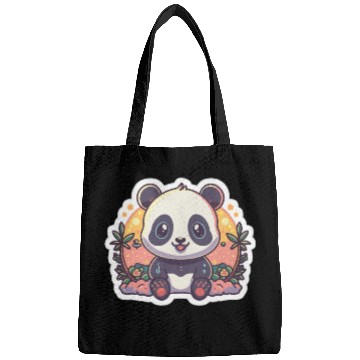 Discover Cute Panda Fantasy Illustration Minimalist Panda Bags