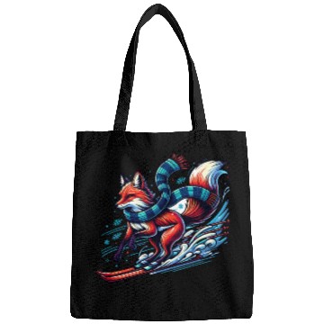 Discover Fox Skiing Adventure in Winter Wonderland Bags